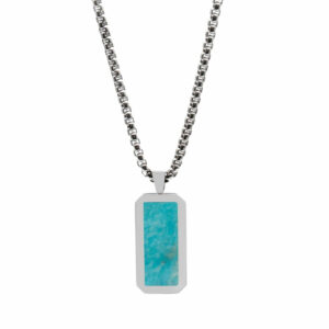 Silver Necklace With Rectangle Amazonite Pendant
