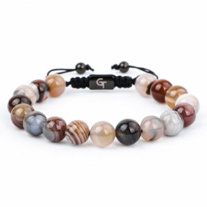 Men's BOTSWANA AGATE Beaded Bracelet - Multicolored Stones