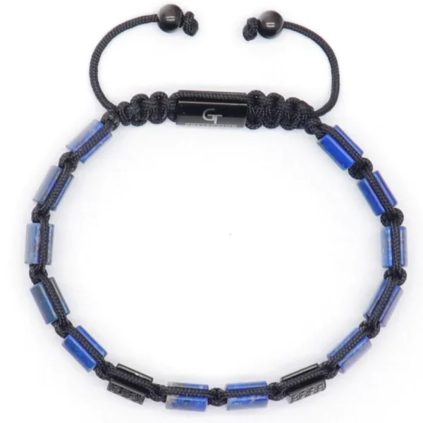 Zoom the image with the mouse FAST 48HRS DELIVERY 30-DAYS RETURN POLICY 100% SAFE CHECKOUT 180 DAYS WARRANTY LAPIS LAZULI Flatbead Bracelet - Blue Stones & Black CZ Bead