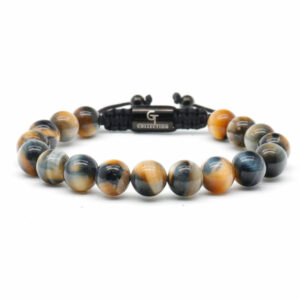 Men's HAWK'S EYE Beaded Bracelet - Multicolored Stones