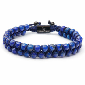 Men's LAPIS LAZULI Double Bead Bracelet - Blue Stones