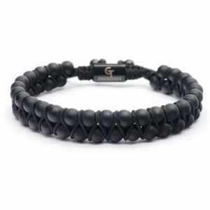 Men's MATTE ONYX Double Bead Bracelet - Black Stones